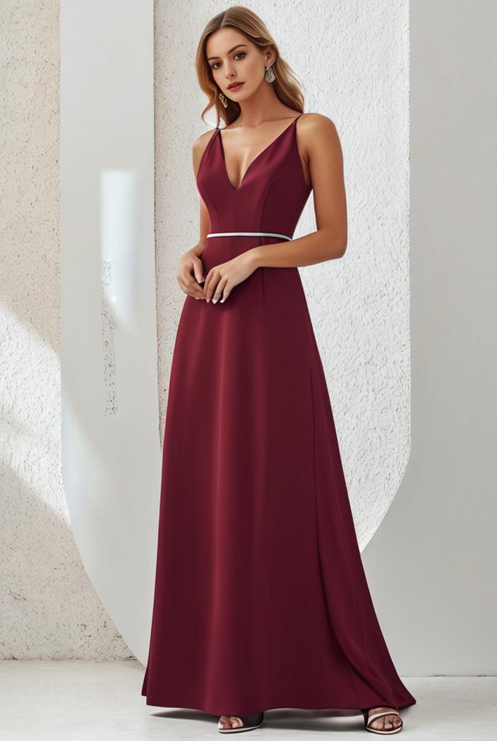 flowy chiffon one shoulder with three straps bridesmaid dress 105490