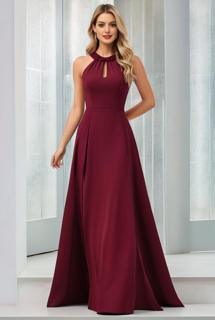 flowy chiffon one shoulder with three straps bridesmaid dress 105496