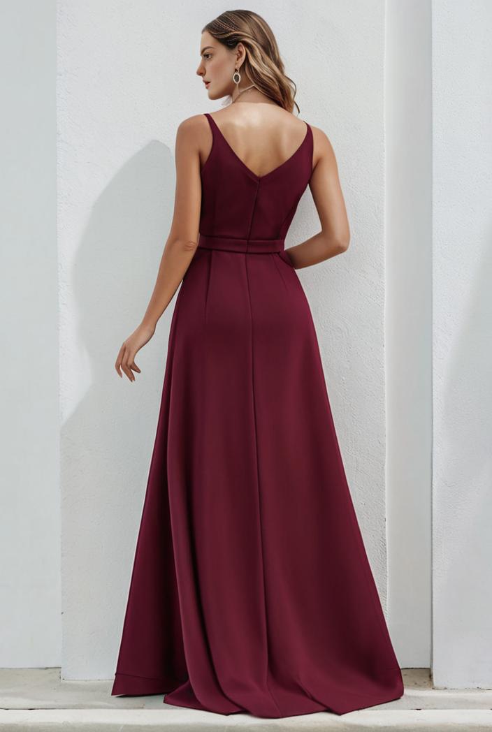 flowy chiffon one shoulder with three straps bridesmaid dress 105498