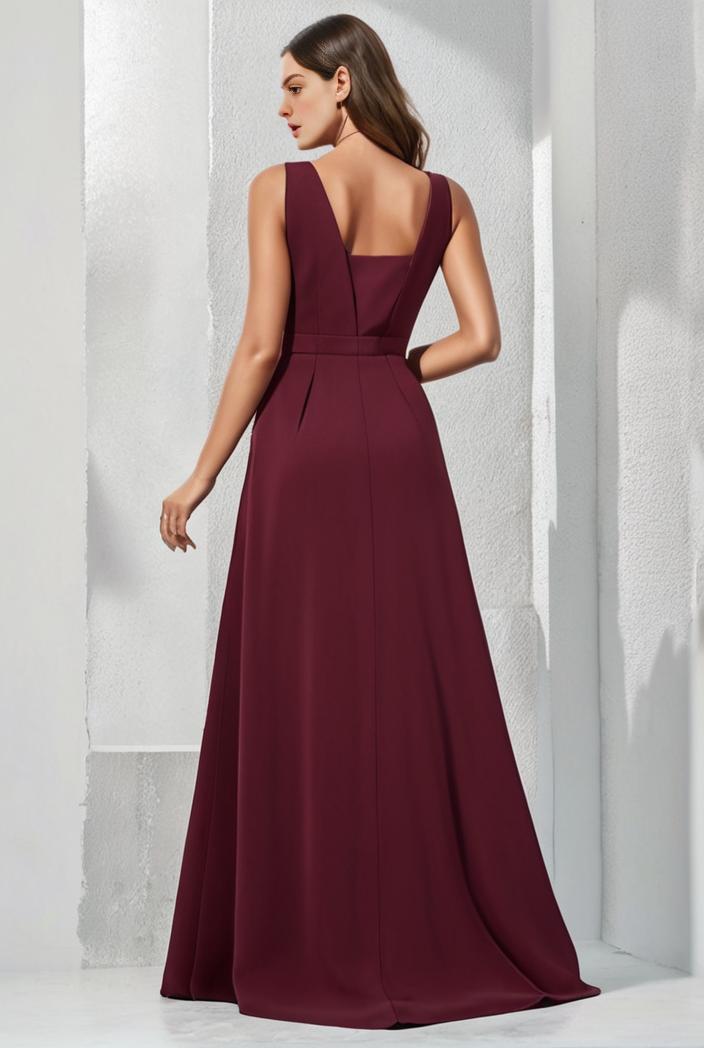 flowy chiffon one shoulder with three straps bridesmaid dress 105497