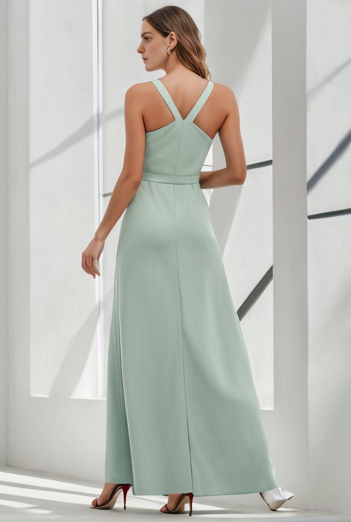 flowy chiffon one shoulder with three straps bridesmaid dress 105508