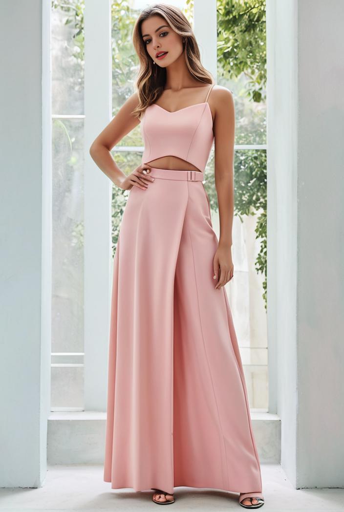 flowy chiffon one shoulder with three straps bridesmaid dress 105523