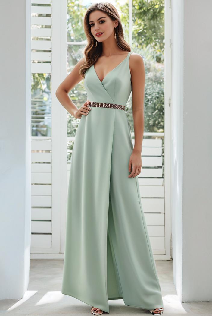 flowy chiffon one shoulder with three straps bridesmaid dress 105534