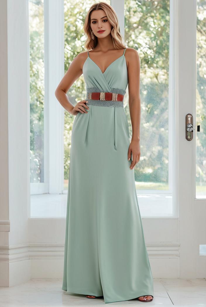 flowy chiffon one shoulder with three straps bridesmaid dress 105537