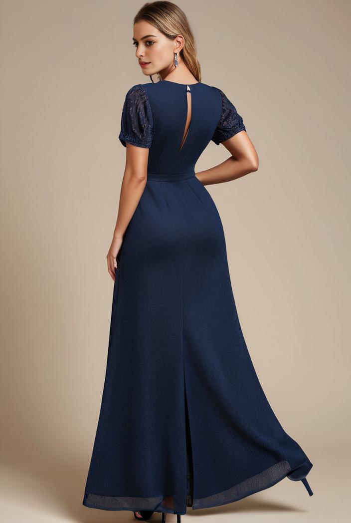 glitter high low front side slit ruffled v neck evening dress 105638
