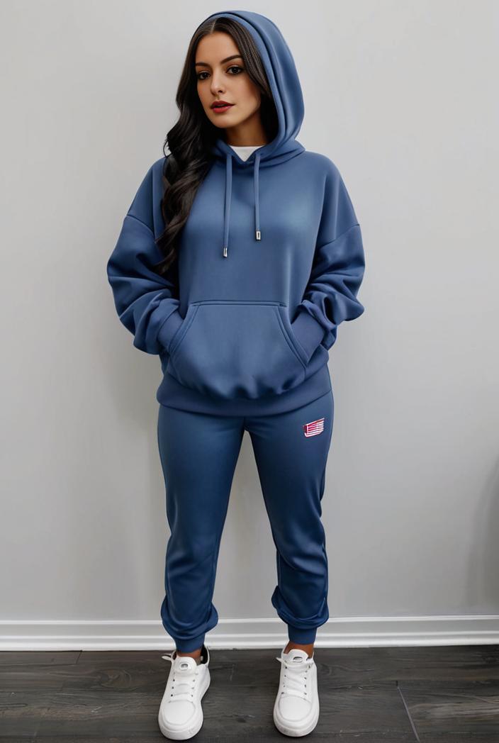 casual drawstring pants and hoodie combo set for women 141749