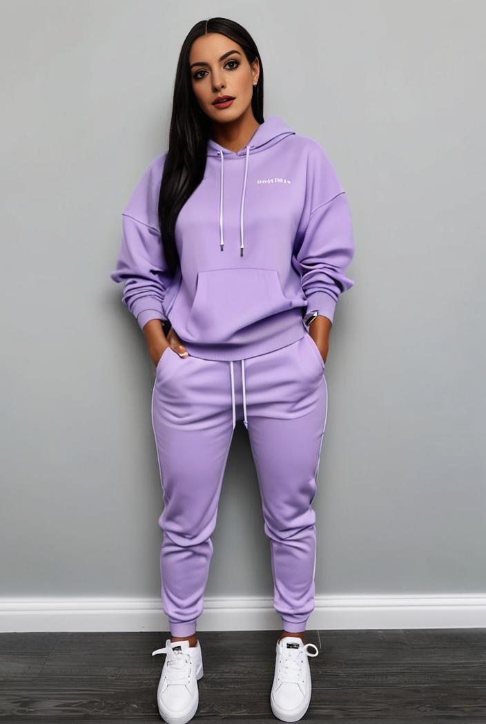 casual drawstring pants and hoodie combo set for women 141761