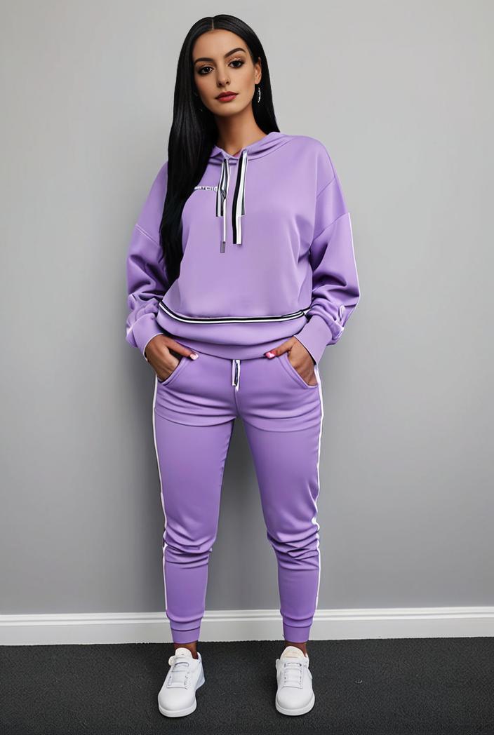 casual drawstring pants and hoodie combo set for women 141763