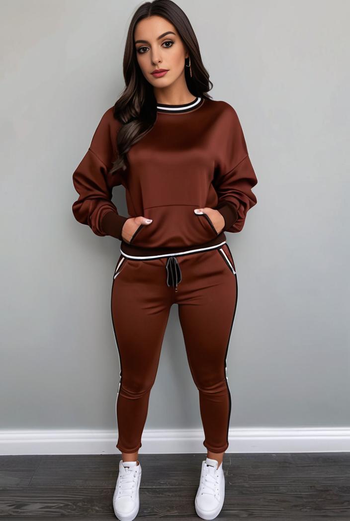 casual drawstring pants and hoodie combo set for women 141768