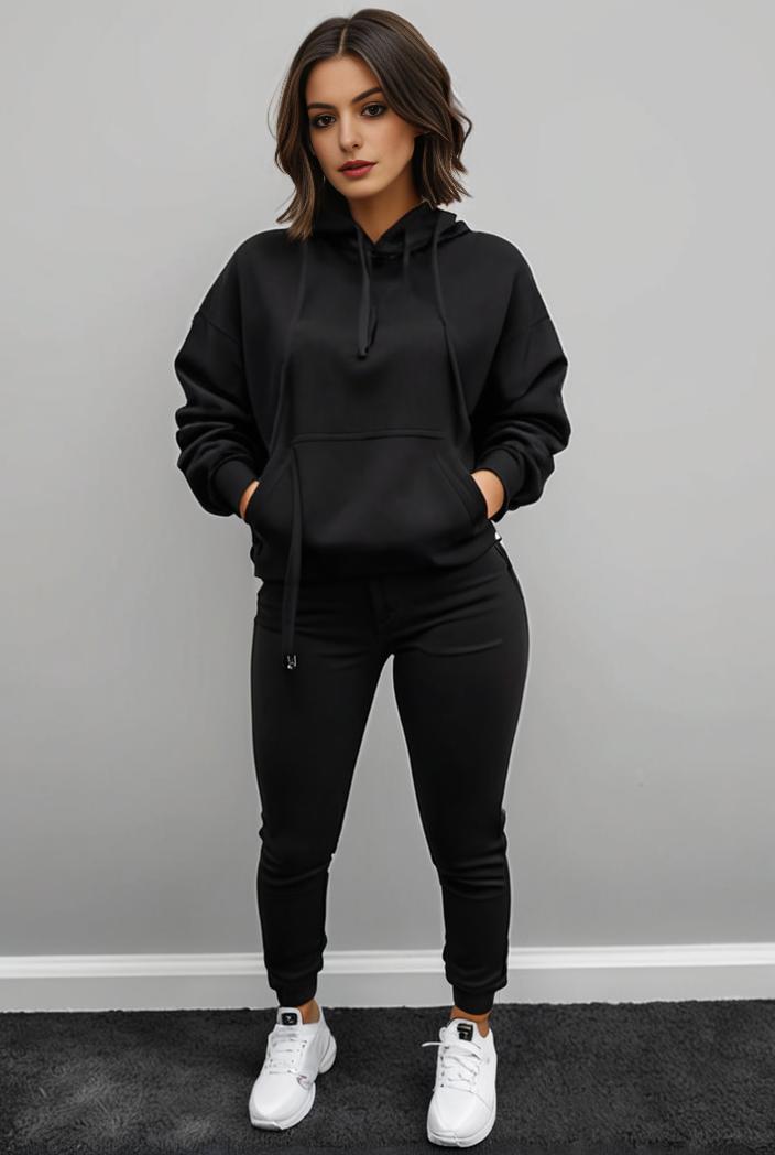 casual drawstring pants and hoodie combo set for women 141774