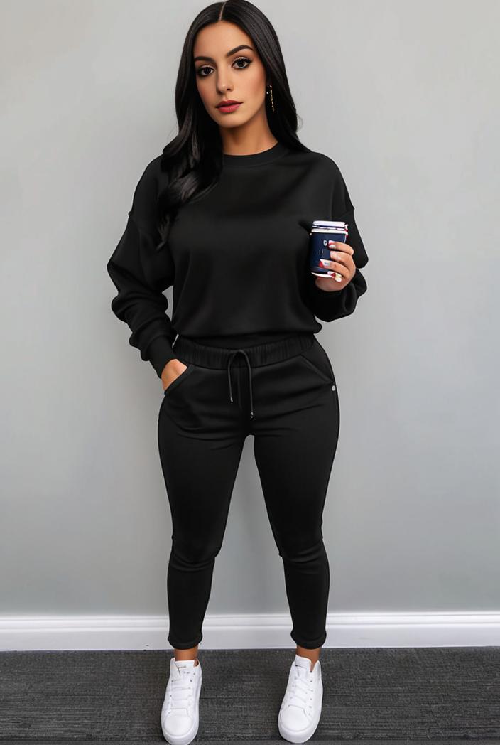 casual drawstring pants and hoodie combo set for women 141776