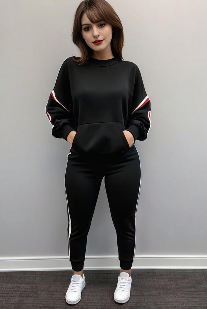 casual drawstring pants and hoodie combo set for women 141778