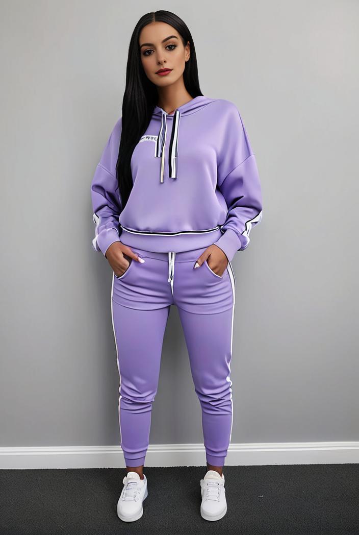 casual drawstring pants and hoodie combo set for women 141787