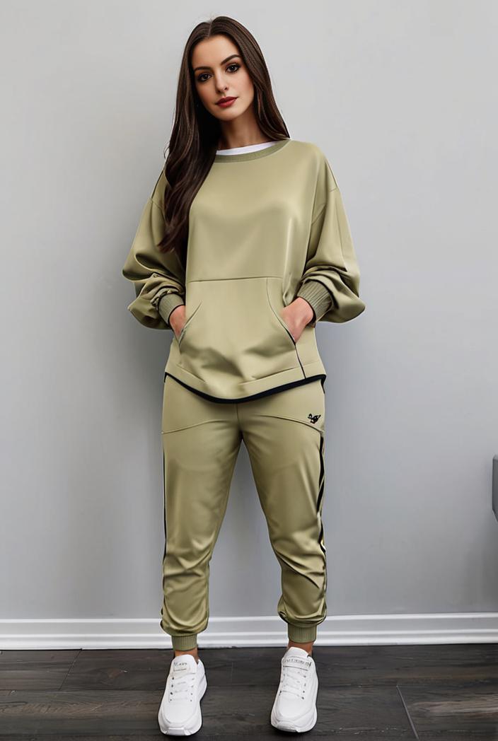 casual drawstring pants and hoodie combo set for women 141789