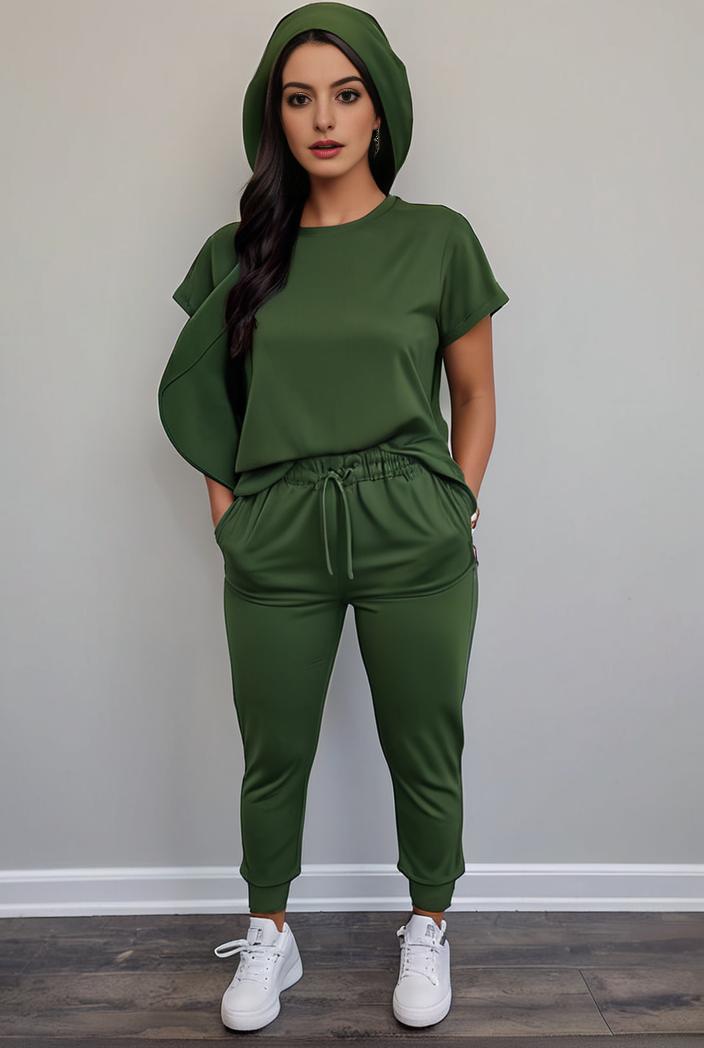 casual drawstring pants and hoodie combo set for women 141807