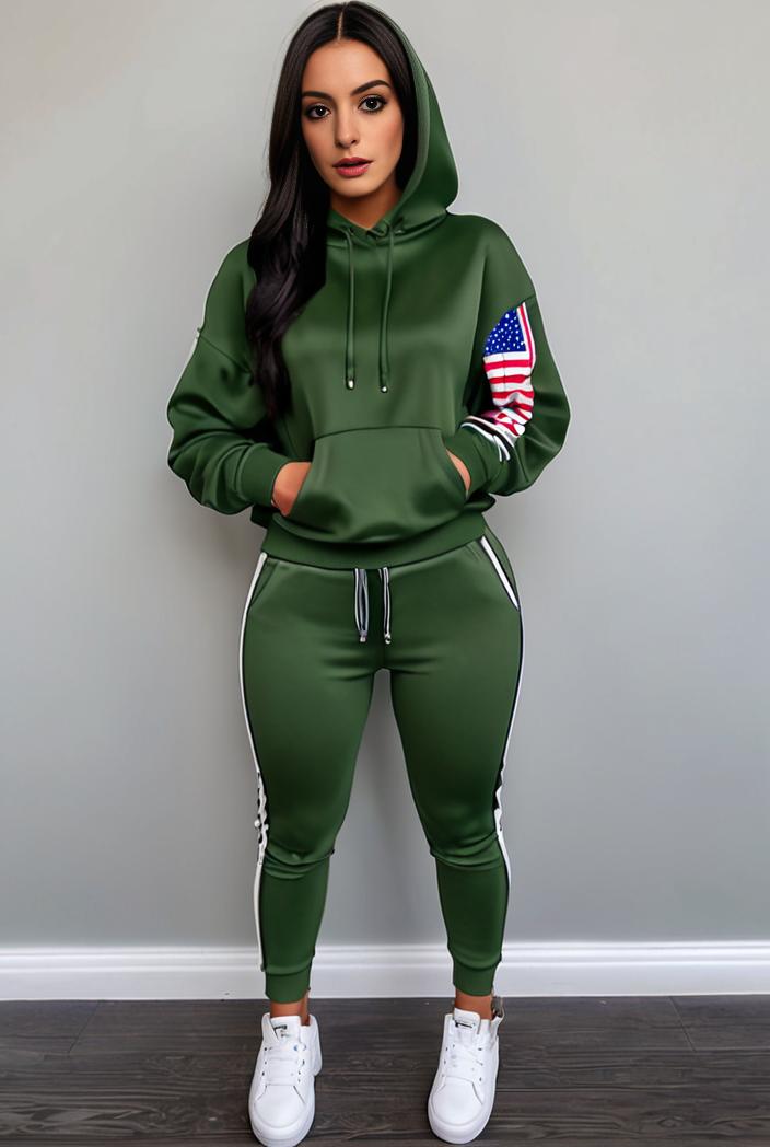 casual drawstring pants and hoodie combo set for women 141808
