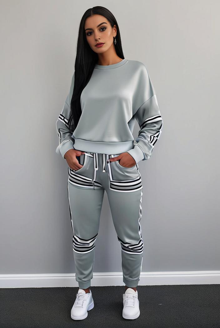 casual drawstring pants and hoodie combo set for women 141819