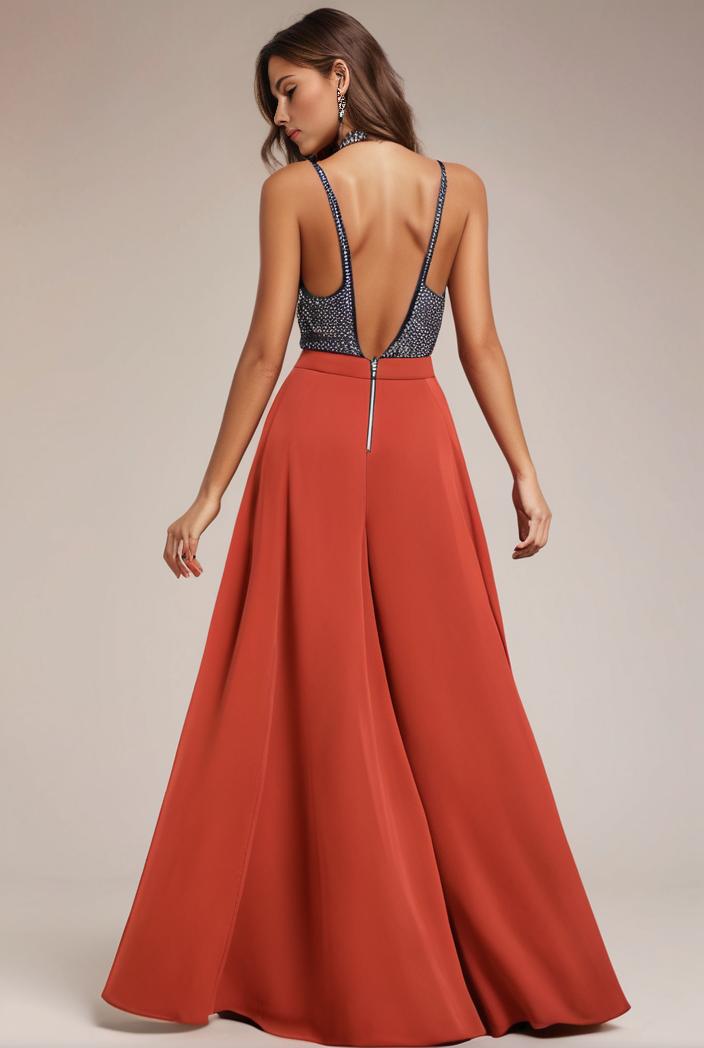 convertible chiffon lace open back spaghetti straps bridesmaid dress 127600