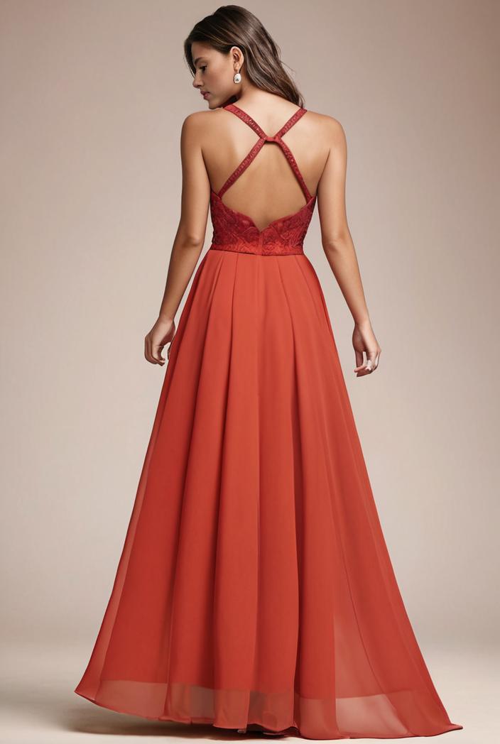 convertible chiffon lace open back spaghetti straps bridesmaid dress 127601