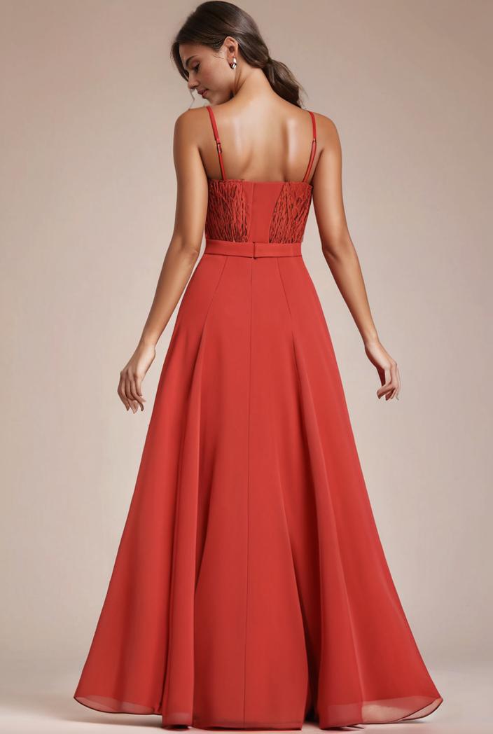 convertible chiffon lace open back spaghetti straps bridesmaid dress 127602