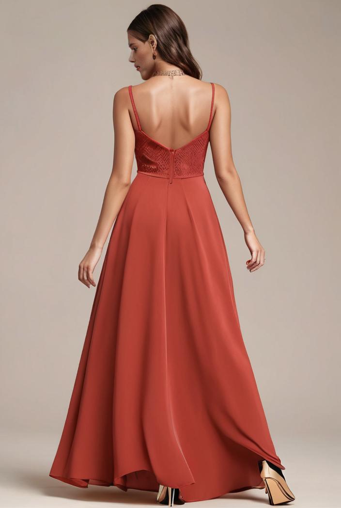 convertible chiffon lace open back spaghetti straps bridesmaid dress 127615