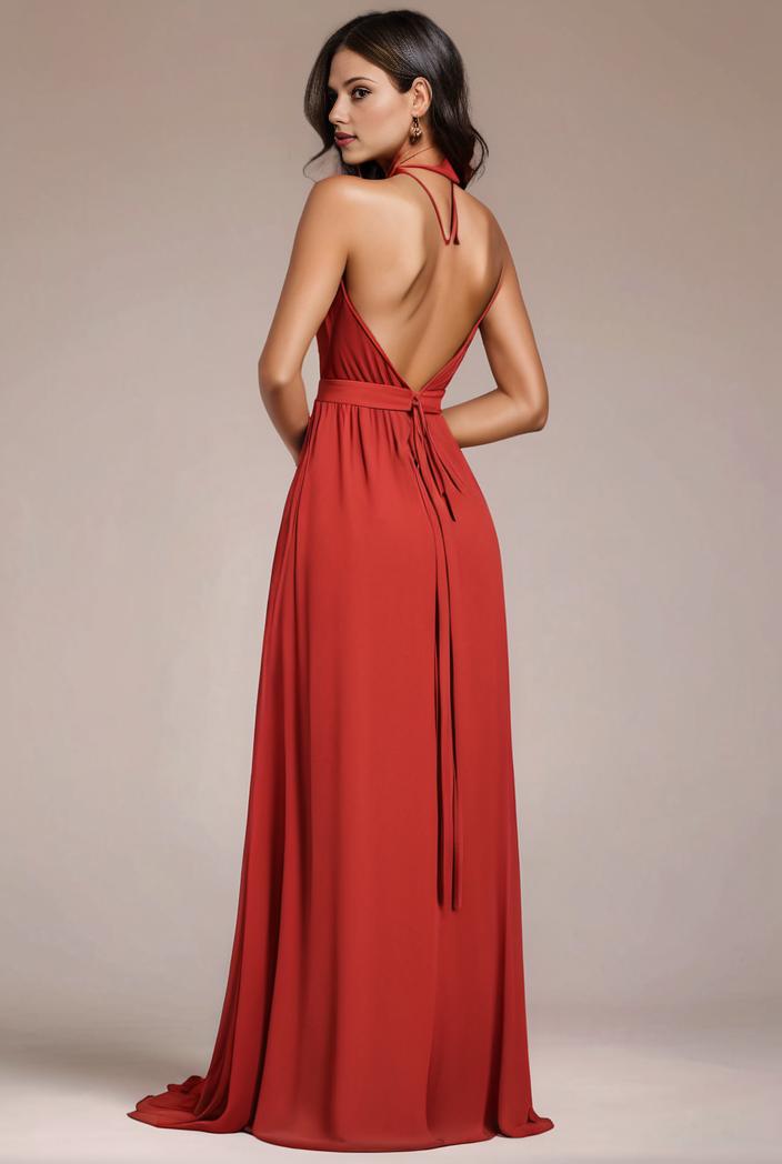 convertible chiffon lace open back spaghetti straps bridesmaid dress 127627
