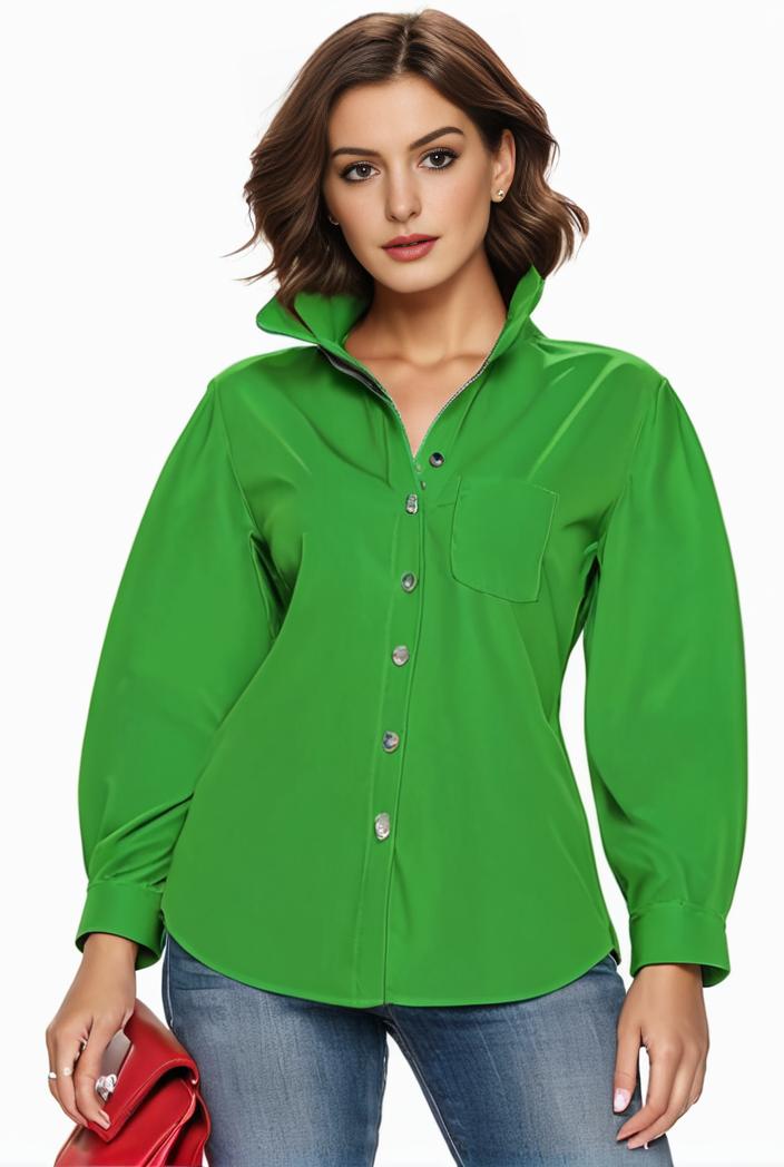 plus size casual blouse women s plus solid button up lantern sleeve turn down collar nipped waist blouse 108612