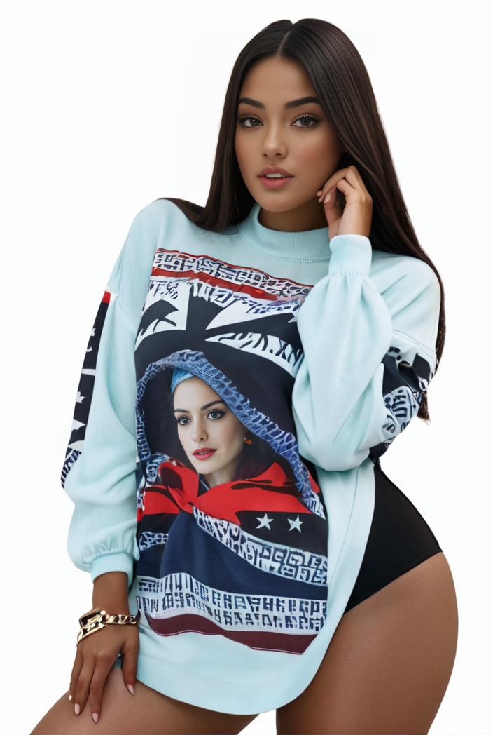 plus size casual sweatshirt women s plus graphic letter print long sleeve round neck slight stretch sweatshirt 108714