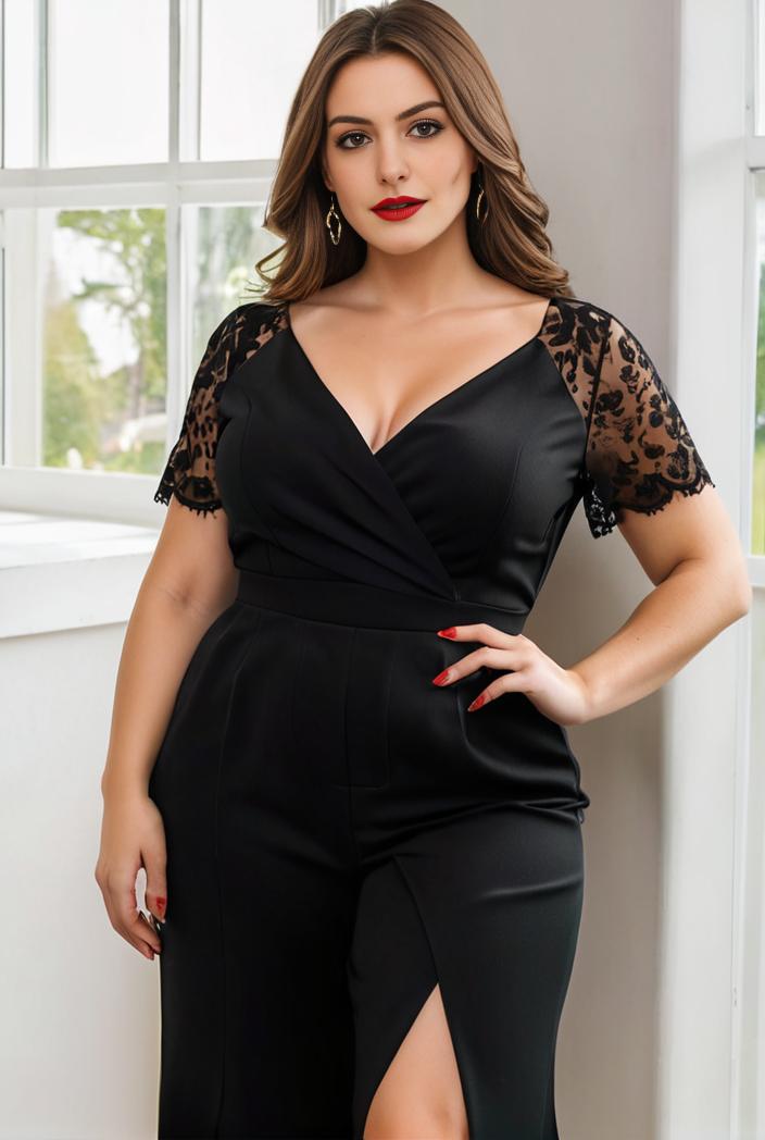 plus size front slit short sleeve with sequin mother of the bride dress 109461