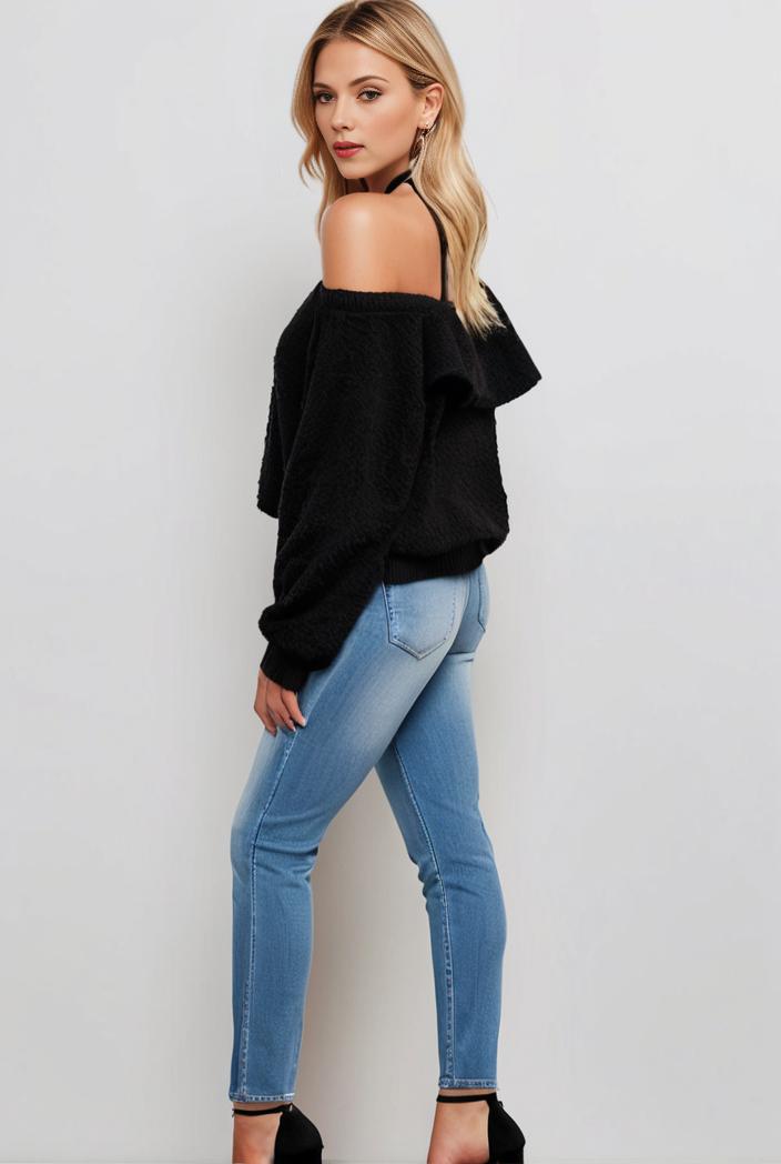 curvy high waist ripped raw hem cropped skinny denim jeans 129116