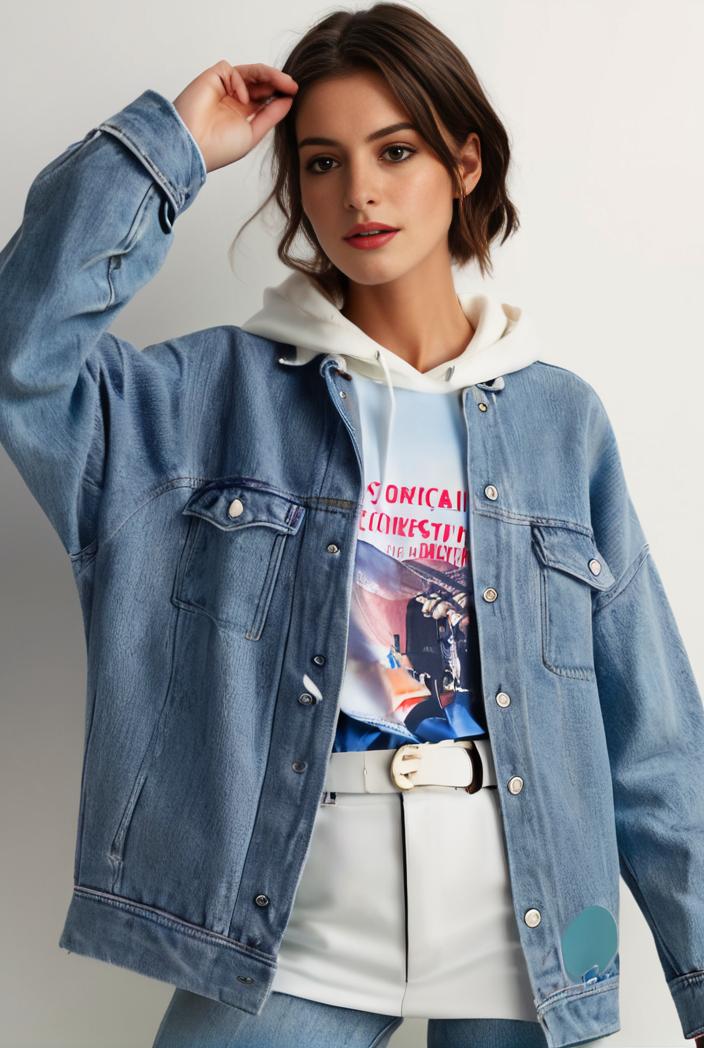 denim coat with flap pockets and lapel casual women s jacket in blue 147035