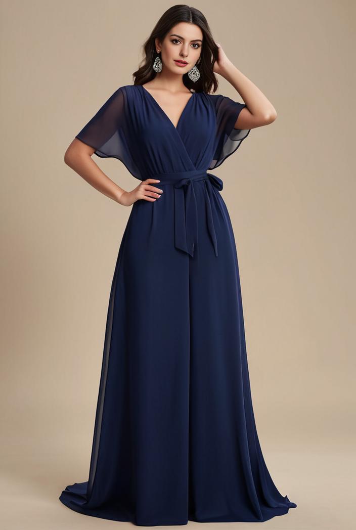plus size simple chiffon pleated a line round neckline bridesmaid dress 111195