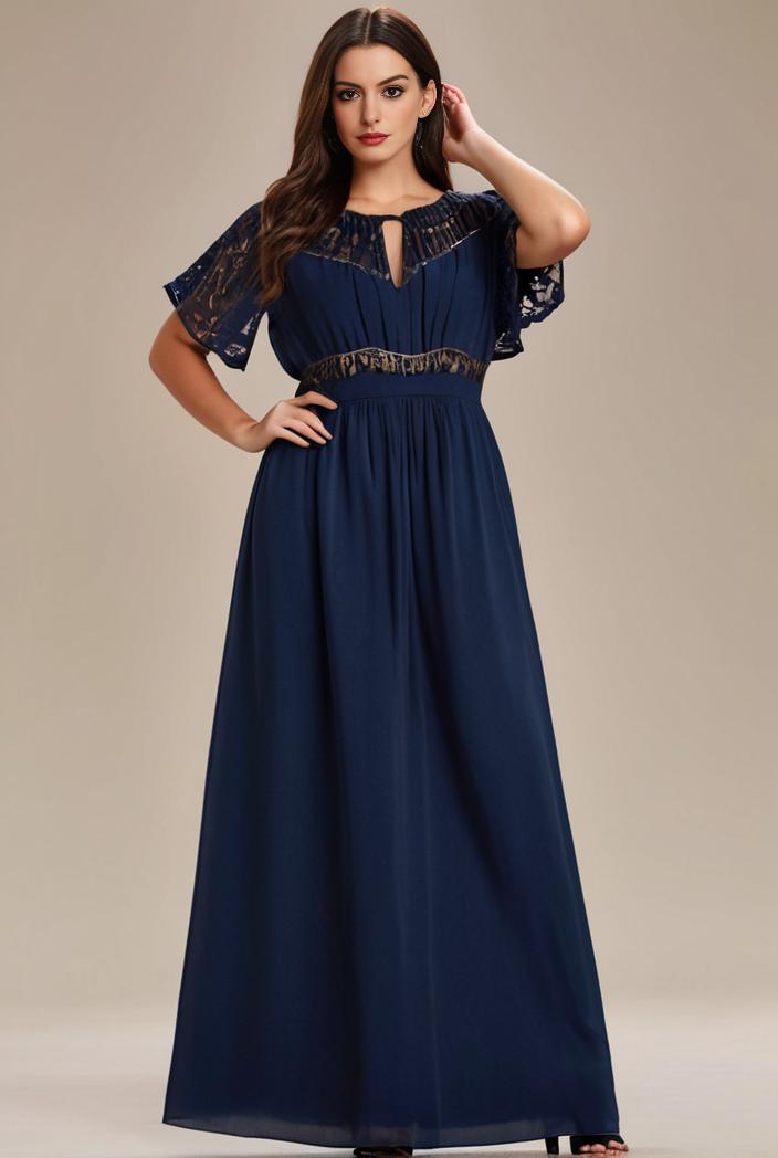 plus size simple chiffon pleated a line round neckline bridesmaid dress 111202