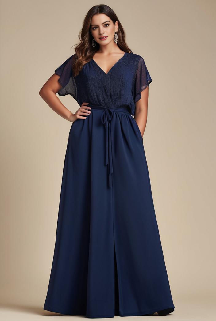plus size simple chiffon pleated a line round neckline bridesmaid dress 111203