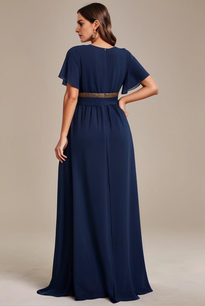 plus size simple chiffon pleated a line round neckline bridesmaid dress 111209