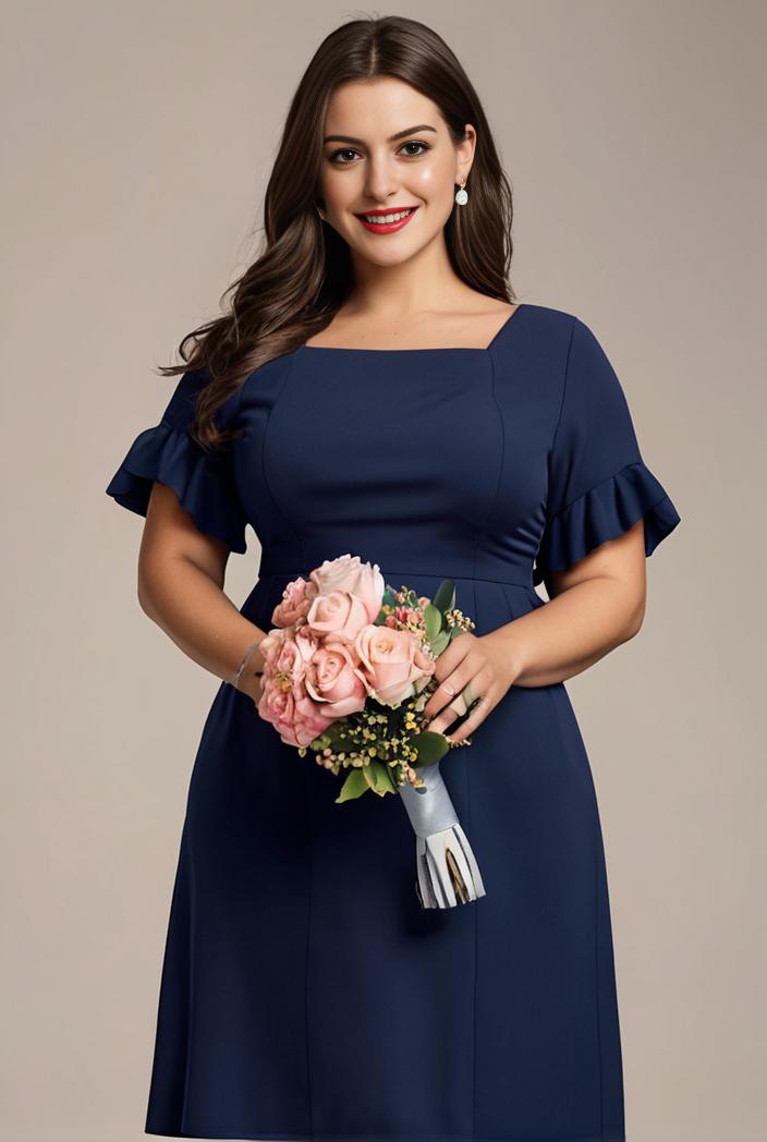 plus size simple chiffon pleated a line round neckline bridesmaid dress 111212