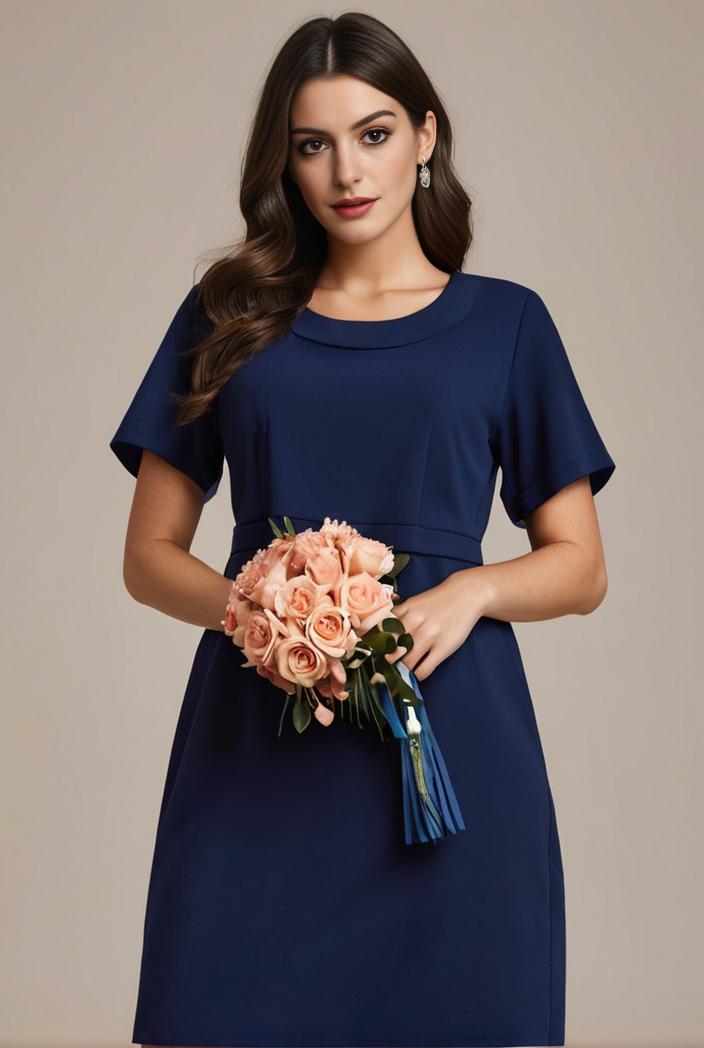 plus size simple chiffon pleated a line round neckline bridesmaid dress 111215
