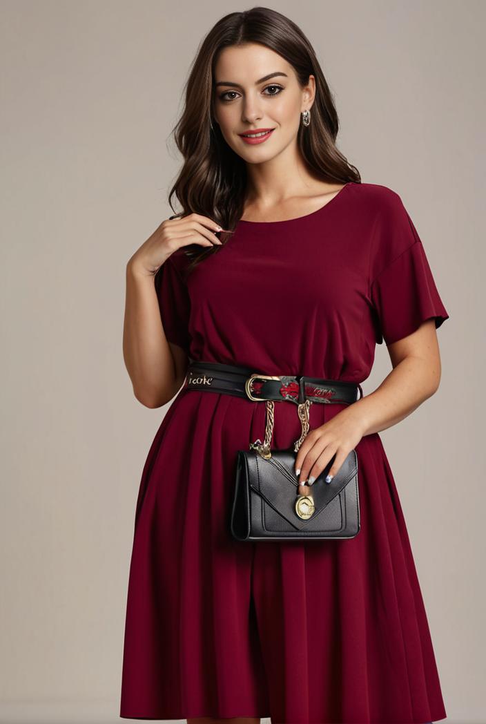 plus size simple chiffon pleated a line round neckline bridesmaid dress 111221
