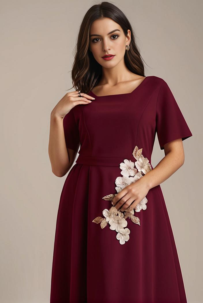 plus size simple chiffon pleated a line round neckline bridesmaid dress 111275