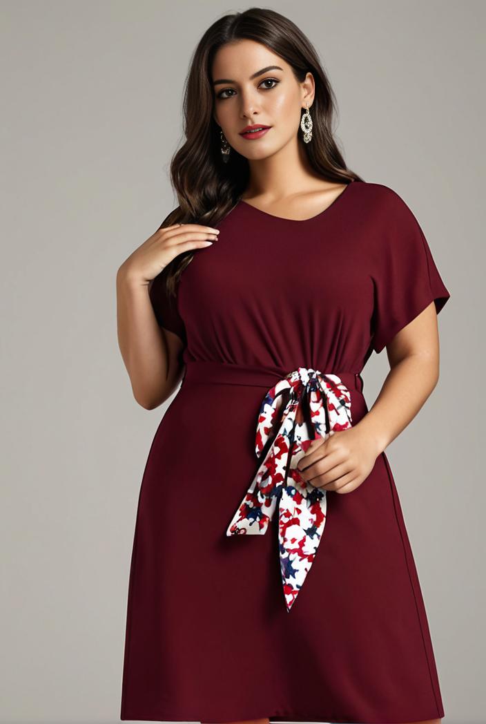 plus size simple chiffon pleated a line round neckline bridesmaid dress 111222