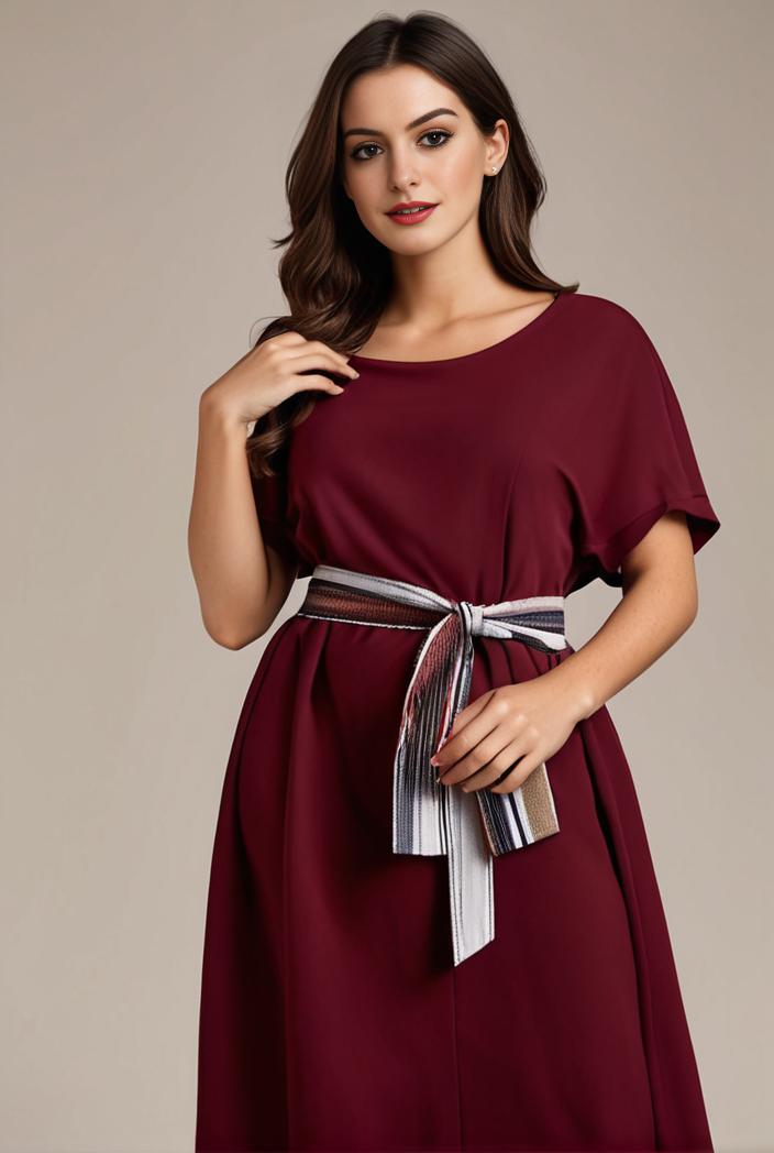 plus size simple chiffon pleated a line round neckline bridesmaid dress 111224