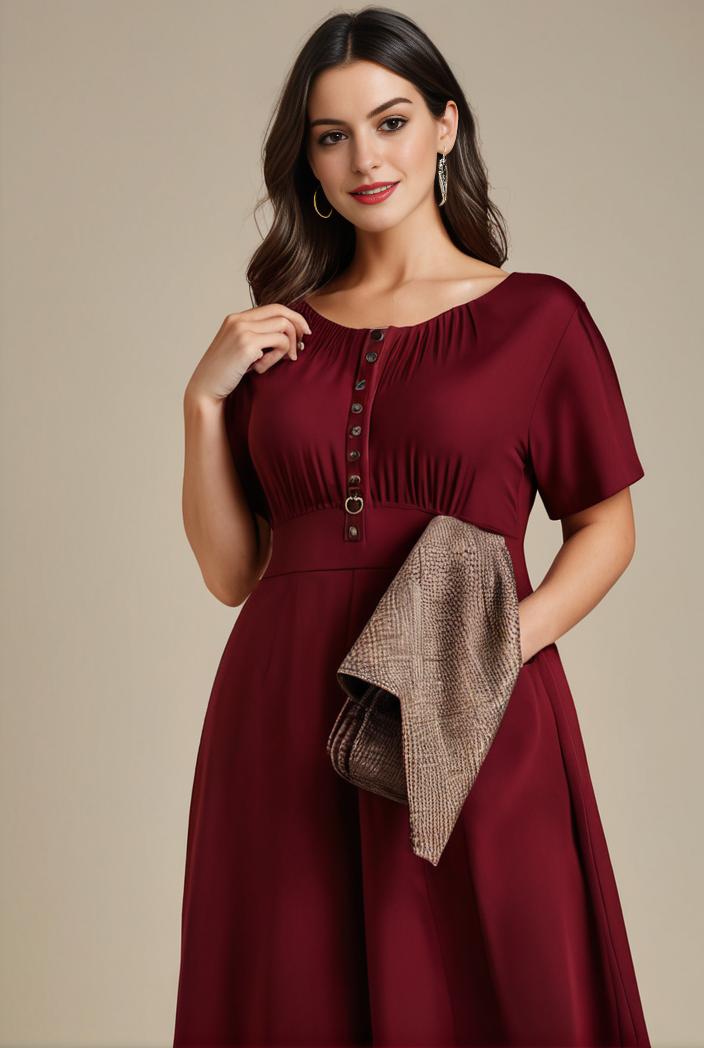 plus size simple chiffon pleated a line round neckline bridesmaid dress 111225