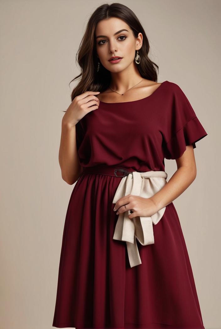 plus size simple chiffon pleated a line round neckline bridesmaid dress 111226