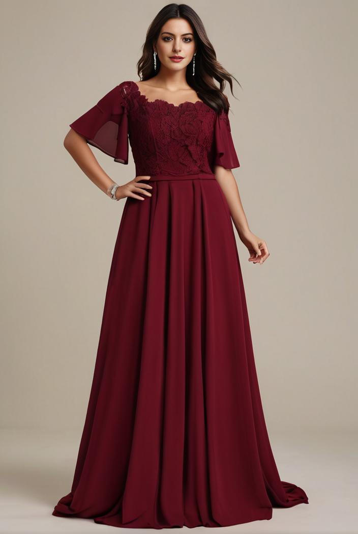 plus size simple chiffon pleated a line round neckline bridesmaid dress 111227