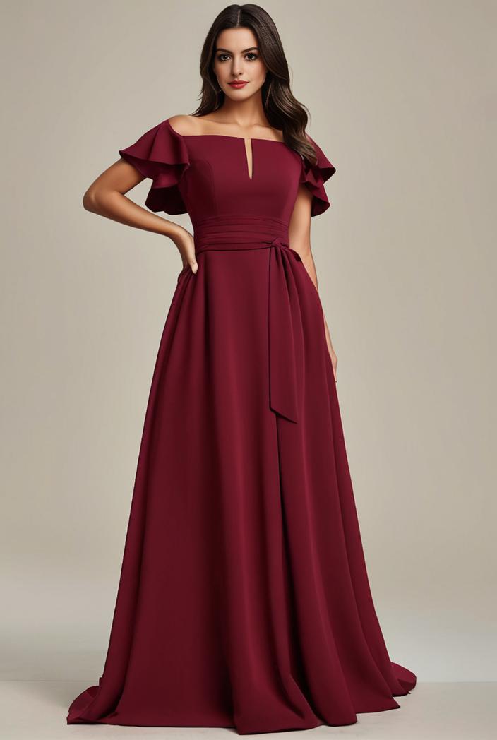 plus size simple chiffon pleated a line round neckline bridesmaid dress 111228