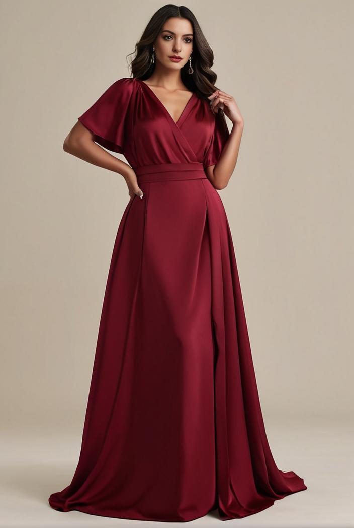 plus size simple chiffon pleated a line round neckline bridesmaid dress 111234
