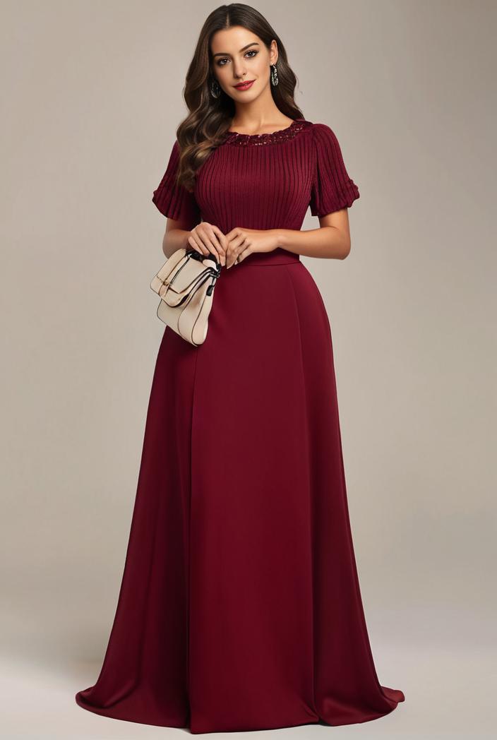 plus size simple chiffon pleated a line round neckline bridesmaid dress 111259