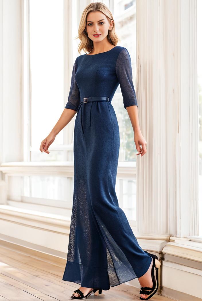 3 4 sleeve bodycon plunging back sequin evening dress 119212