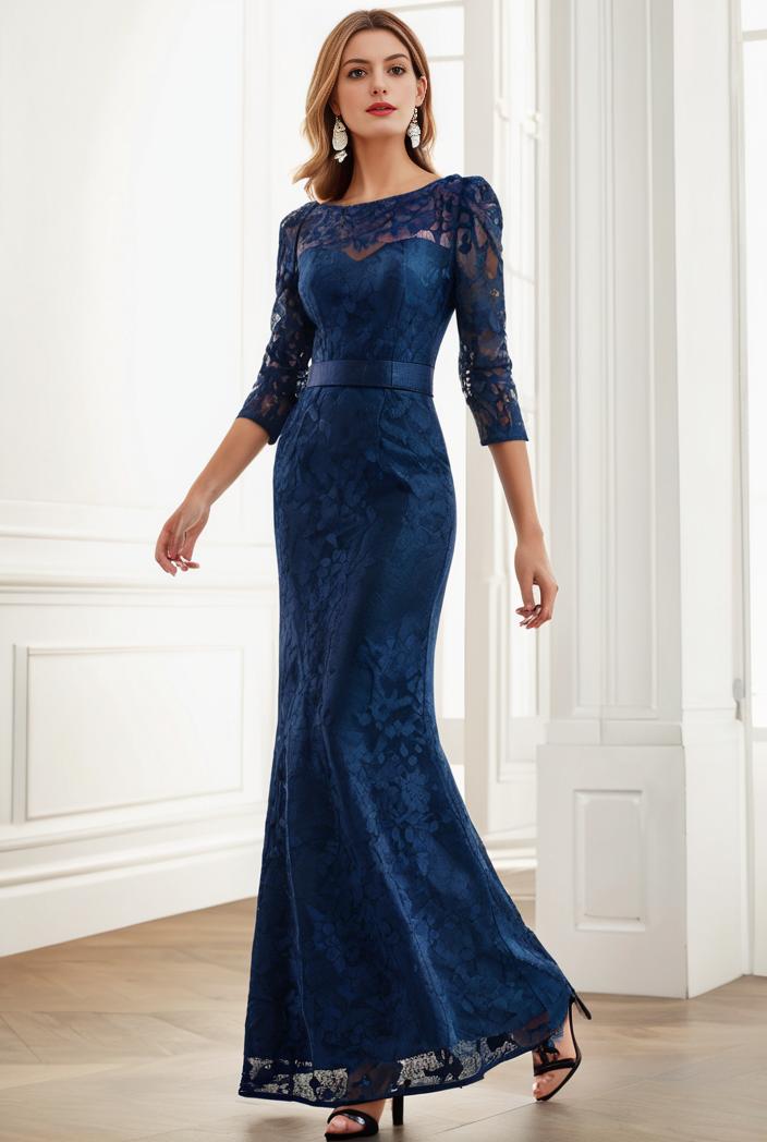 3 4 sleeve bodycon plunging back sequin evening dress 119213