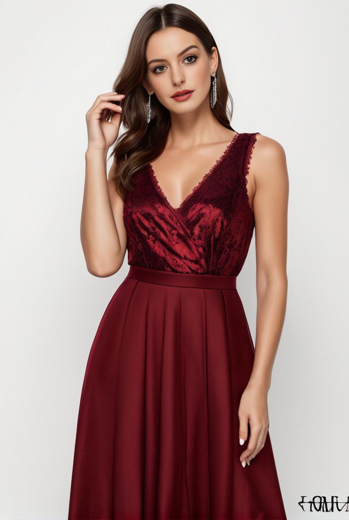 deep v neck lace chiffon bridesmaid dress with asymmetrical hem 120347